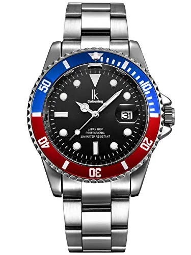 Alienwork Armbanduhr Herren Damen Silber Edelstahl Metallarmband