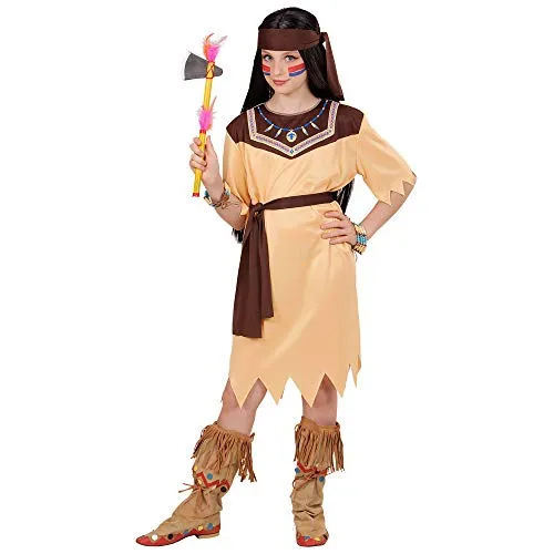 W WIDMANN MILANO Party Fashion - Kinderkostüm Native Indian, Kleid, Gürtel, Stirnband, für Karneval