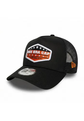 New Era Baseball Cap 9Forty A-Frame Trucker Schwarz - Stylische Trucker Cap mit hochwertigem Patch und ikonischem New Era Logo. Atmungsaktives Mesh sorgt für optimale Belüftung. Ideal für warme Tage und täglichen Einsatz.