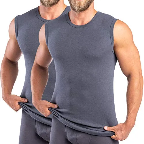 HERMKO 16040 2er Pack Herren Muskelshirts mit Rundhals, Unterhemd mit Modal, Größe:D 8 = EU XXL, Farbe:Graphit