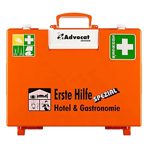 aluderm by Söhngen SÖHNGEN Erste-Hilfe-Koffer Advocat Hotel/Gastronomie, Wandh., orange, DIN 13157, Art.-Nr. 0367005 | Verbandskasten | Notfallkoffer | Erste Hilfe Kasten