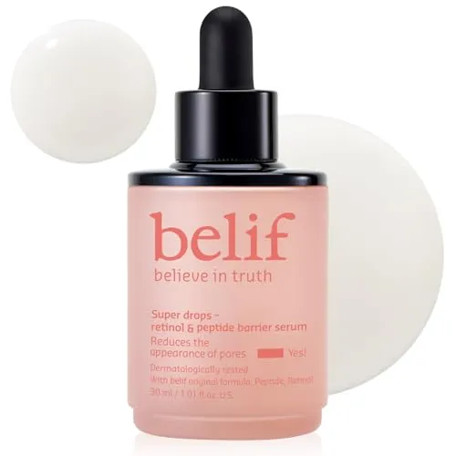 Belif Super Drops Retinol & Peptide Barrier Serum in pink von belif