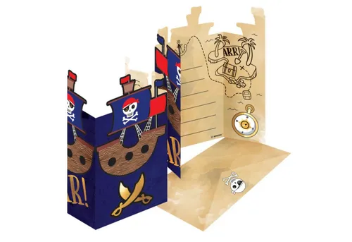 Riethmüller Einladungskarten 'Pirates Map', 8 Einladungskarten & Umschläge