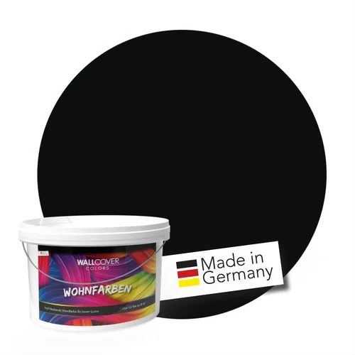 Produktbild WALLCOVER Premium Wandfarbe für Innen | Schwarz, Tiefschwarz, Matt | 5L für 40m² | Hochdeckend & Profi-Qualität