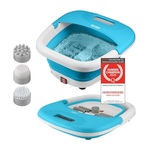 TZS FIRST AUSTRIA Klappbares Fußmassagegerät mit Heizung - Fußmassagegeräte - Entspannen Sie müde Füße mit dem faltbaren Fußsprudelbad, das Vibration, Wärme und LED-Rotlicht kombiniert und einfach zu verstauen ist.