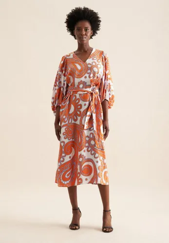seidensticker Sommerkleid Schwarze Rose 3/4 V-Neck Paisley in orange von Seidensticker