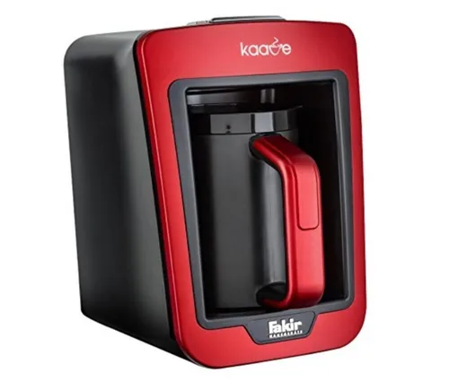 Fakir Kaave Mokkamaschine Rot - Espressomaschine mit 735 Watt Leistung und 4 Tassen Fassungsvermögen, ideal für die schnelle Zubereitung von türkischem Mokka in stilvollem Design.