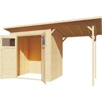 Gartenhaus Bertilo Fineline Rhombusprofil Modern 2 Plus mit Schleppdach - Gartenhaus aus hochwertigem Holz im modernen Rhombusprofil, bietet zusätzlichen Stauraum und Schutz dank integriertem Schleppdach.