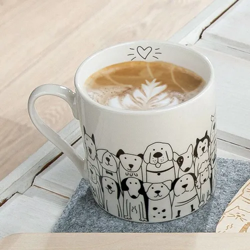 Kaffeebecher Tasse Hundebande Hunde Porzellan (G51907) Becher Kaffeetasse