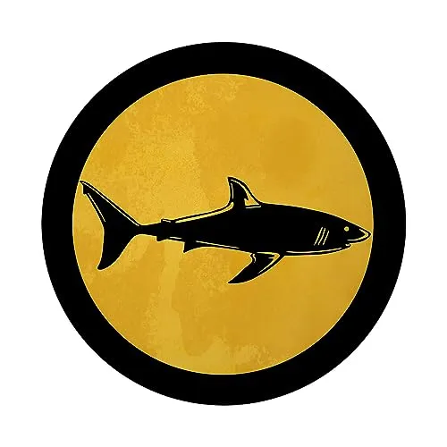 Hai Magnet rund in Warnschild-Optik Haifisch Magnet rund für den Kühlschrank zum Befestigen von Fotos, Postkarten oder Haushaltsplan für alle die Raubfische mögen