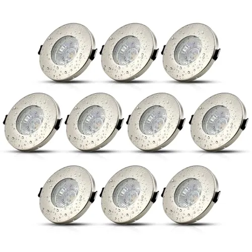 HiBay® 10er Set LED Einbaustrahler IP44 GU10 Deckenspots Lochdurchmesser 68mm Badezimmer Einbauleuchte Bad Einbauspot Inkl. 5W Leuchtmittel Neutralweiß 230V