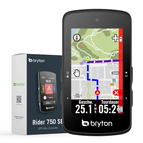 Bryton Rider 750SE 2,8 Zoll Farb-LCD-Touchscreen-GPS-Fahrradcomputer Offline-EU-Karte, kompatibel mit Fahrradradar, 40 Stunden Batterielebensdauer, Navigation mit Turn-by-Turn Follow Track
