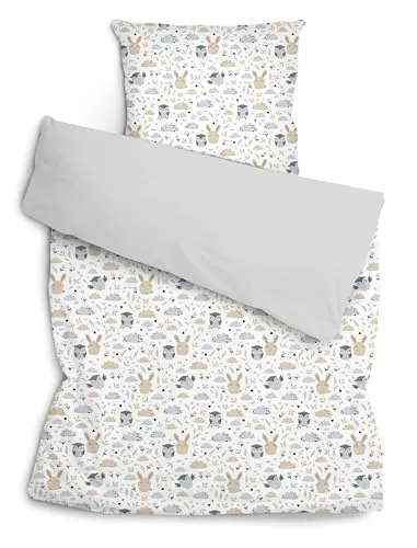 Amilian Bettwäsche Set 135x200 cm + 80x80 cm - 100 % Baumwolle, 2-teilig mit Hotelverschluss - Hochwertiges Bettwäsche Set aus 100 % Baumwolle, hergestellt in der EU. Ideal für einen angenehmen Schlaf ohne Reißverschluss. Pflegeleicht und hautfreundlich, sorgt für ein behagliches Schlafklima.