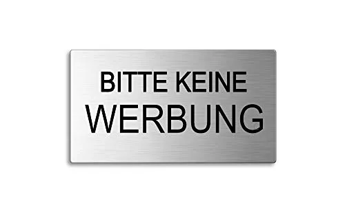OFFORM DESIGN Bitte Keine Werbung Briefkastenschild aus Edelstahl 80x44 mm selbstklebend Edelstahlschilder-Kollektion Nr.29049