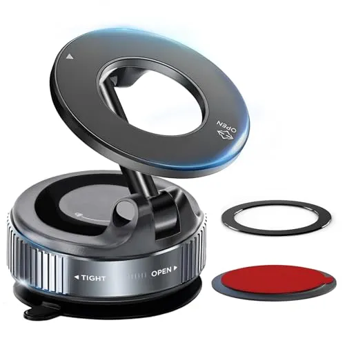 HA BIN Handyhalterung Auto Magnet, Vakuum Magnetischer Handyhalterung Auto, 360°Drehbar Zusammenklappbar Tragbar Magnetisch Handy Halter, Upgraded Handyhalterungs Autos Magnet für Alle Handys