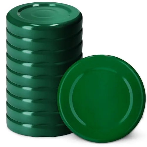 KADAX Schraubdeckel fi43 mm, Twist-Off-Deckel Set aus Metall, passend für 40ml Gläser, Ersatzdeckel mit 4 Einrastzähnen, Deckel für Sturzgläser, Flaschen und Einmachgläser (10 Stück, Grün)
