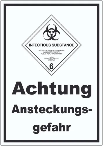 HB-Druck Aufkleber Aufkleber Ansteckungsgefahr Infectious Substance, wetterfest, UV-beständig, kratzfest