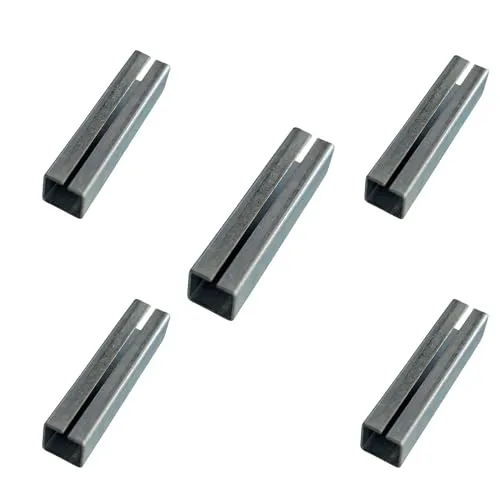 JUVA 5 Stück Ausgleichshülse von 8 auf 9 mm - Reduzierhülse zum Einstecken H5041 Länge 15 mm Stahl blank - Adapterhülse zum nachrüsten - Metall-Hülse für Einsteckschlösser & Türschlösser