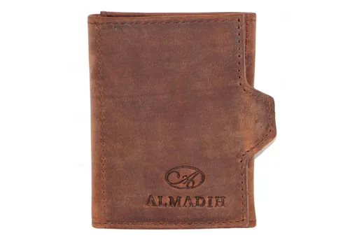 ALMADIH Leder Portemonnaie Herren - RFID Slim Wallet mit Münzfach - Herren-Geldbörse aus hochwertigem Rindsleder, handgefertigt und mit RFID-Schutz. Kompakt, bietet Platz für bis zu 10 Karten und passt mühelos in jede Hosentasche.