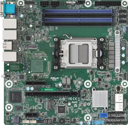 ASRock Rack B650D4U Motherboard - micro ATX - Hochleistungs-Mainboard im micro ATX Format mit AMD B650E Chipsatz, ideal für Gaming und professionelle Anwendungen. Ausgestattet mit USB 3.2 Gen 1 und Gigabit LAN für schnelle Datenübertragung.