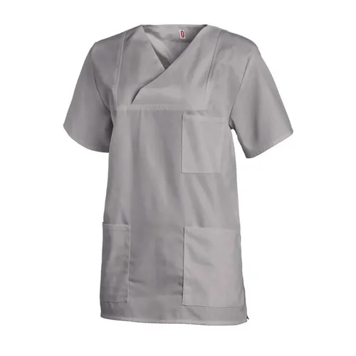 Leiber Kasack Schlupfjacke 08/769/82, Unisex, hellgrau - Bequeme Schlupfjacke für Klinik & Pflege, waschbar bis 95°C und autoklavierbar. Ideal für Damen und Herren in Größe L mit praktischen Taschen und komfortablen Seitenschlitzen.