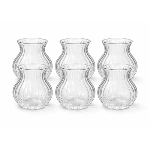 Altınbaş 6er Set Teegläser (200ml) – Robuste Trinkgläser in Geriffelter Optik – Spülmaschinenfest – Türkische Teegläser (Cay Bardagi) – Modernes Design für Tee & Heißgetränke