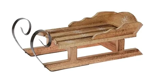 itsisa Deko Schlitten aus Holz 34x14 cm - Nostalgie Schlitten, Winterdeko, Deko Skihütte, Weihnachtsdeko, Winter Dekoration