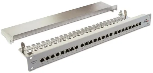 CobiNet RJ45-Verteilerfeld CobiDat KS Kl. EA 6931 1410 - Patchpanel & Modulträger, 24x RJ45-Buchsen für 10 GBit Ethernet, ideal für professionelle Netzwerkinstallationen mit 360°-Schirmkontaktierung und einfachem Kabelmanagement.