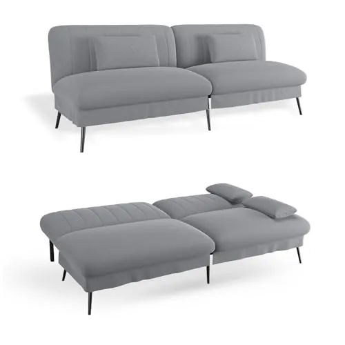 COMHOMA Klappbares Schlafsofa mit Schlaffunktion – Platzsparendes 2-in-1 Sofa für Wohnzimmer & Gästezimmer (Grau)