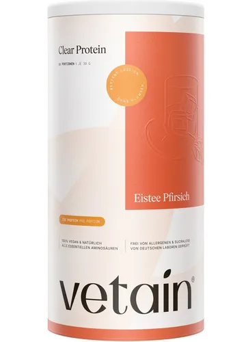 ClearPea® - Vegan Clear Protein - Eistee Pfirsich, 454 g - Sportnahrung mit 23,4 g hochwertigem Protein pro Portion, 100 % vegan und mit erfrischendem Eistee-Pfirsich-Geschmack - ideal für einen aktiven Lebensstil.