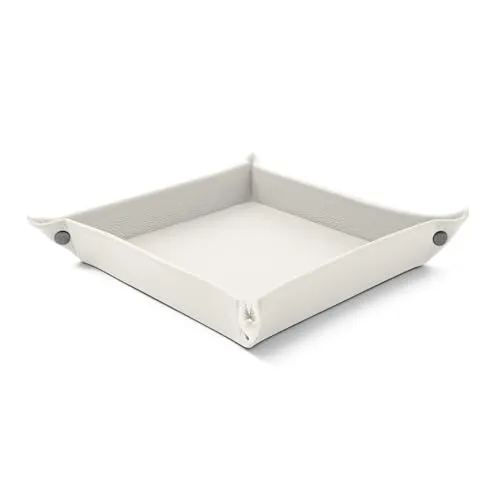 Eglooh - Iris - Taschenleerer aus echtem Leder Weiß - Schreibtisch-Organizer mit modernem Design - Ablagefach für Schlüssel, Münzen, Schmuck - cm 18 x 18 - Made in Italy