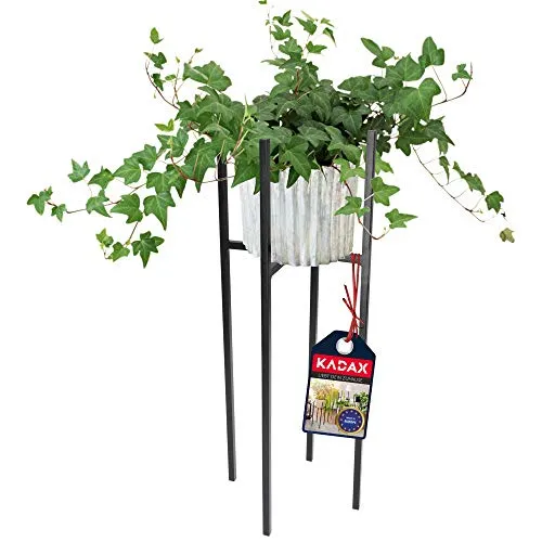 KADAX Blumenständer, wetterfester Pflanzenständer aus Stahl, Blumentopfhalter für Innen, Außen, Balkon, Terrasse, Blumenhalter, Deko, moderner Blumentopfständer, schwarz (26 x 26 x 67 cm)