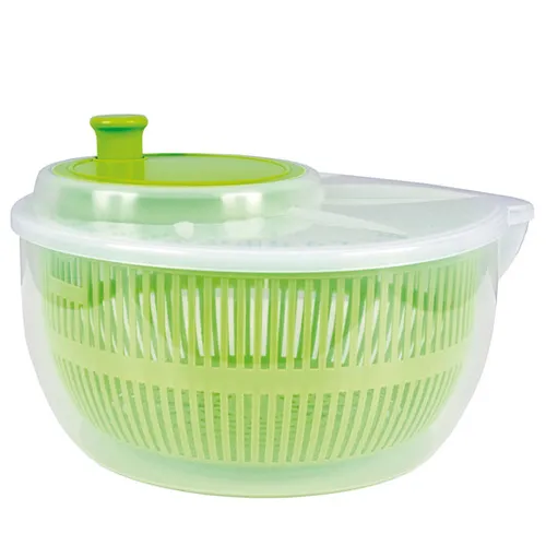 Salatschleuder Kurbel Deckel 25x13cm - grün - Korpus transparent PP Kunststoff