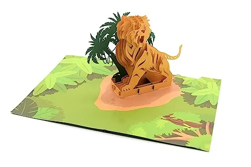Tiger 3D Pop Up Karte Tier Grußkarte Alle Anlässe Handgemachte Karte Glückwunsch und Jubiläumskarte Geschenk für Freunde und Familie