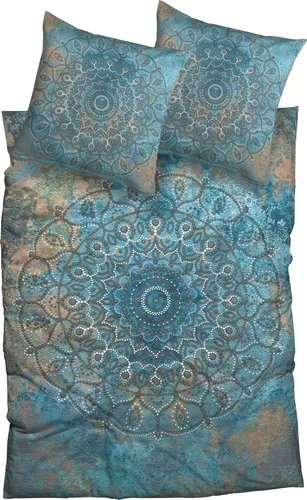 sister s. Bettwäsche-Set Reine Baumwolle Satin Sleep Tight - Bettwäsche-Set in Vintage blau-braun mit hippen Mandala-Designs, 100% Baumwolle, schadstoffgeprüft und pflegeleicht, ideal für alle Jahreszeiten.