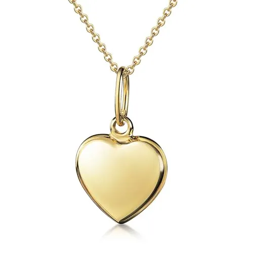 Materia Herzkette Gold 375 - Edler Herz Anhänger mit 42cm Kette - Ketten für Damen mit hochwertigem 9 Karat Gelbgold Herzanhänger und feiner Ankerkette, ideal als Geschenk für besondere Anlässe.