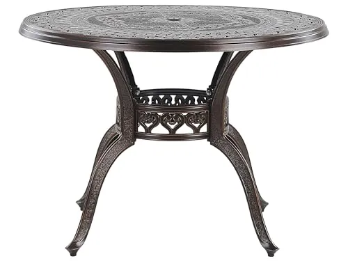 Beliani Gartentisch Dunkelbraun Aluminium ⌀ 102 cm von Beliani