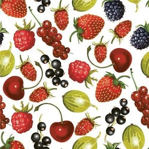 Servietten Summer Fruits allover Himbeeren Erdbeeren Kirsche Sommer 33x33cm 20