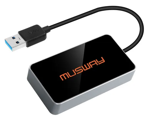 MUSWAY BT Audiostreaming USB und App Dongle BTA - USB Bluetooth Dongle für kabelloses Audio Streaming, mit APP-Anbindung und beleuchtetem Musway Logo