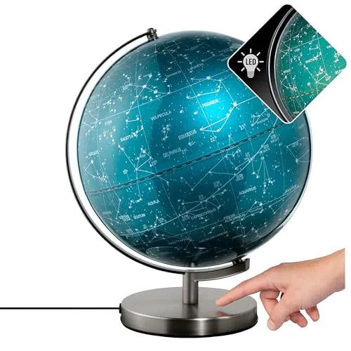 TROIKA Globus STELLAR LIGHT – LED Globus mit Beleuchtung - Entdecken Sie die Welt mit dem STELLAR LIGHT! Dieser 30 cm große Leuchtglobus vereint modernes Design und praktische Beleuchtung. Ideal als stilvolle Tischdekoration oder Lernhilfe für Geografie-Liebhaber.