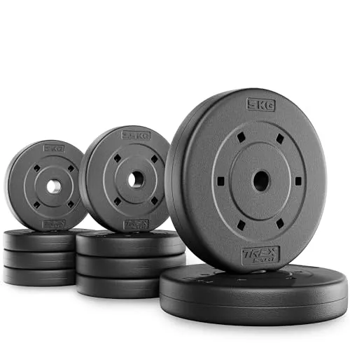 TREX SPORT Hantelscheiben Set 20 kg 27mm | Gewichte 2x5kg + 4x1,5kg + 4x1kg