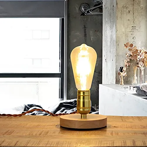 Easylight Dekorative Tischlampe EDISON Industrial Design klein Ø12cm in Gold Vintage Tischleuchte Wohnzimmer