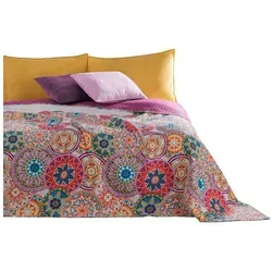 DecoKing Tagesdecke Bettüberwurf Tagesdecke mit Wendedesign Abstrakt Blumen Colors Luxus, Wendedesign bunt 200 cm x 220 cm