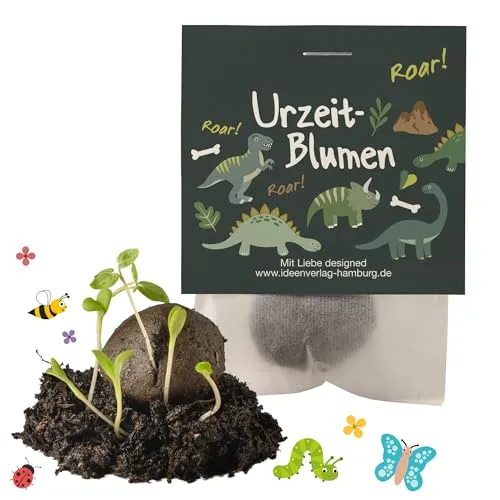 Ideenverlag HAMBURG 10x Dinosaurier Samenbomben Kindergeburtstag - Dino Mitgebsel & Mitbringsel - Geschenke Saatbomben - Kinder Geburtstag Kleinigkeiten & give-Away