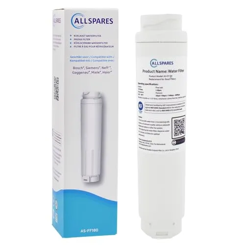 AllSpares Wasserfilter für Kühlschrank RWF3100A, AS-FF180 - Wasserfilter für Kühlschrank, passend für RWF3100A und AS-FF180, mit einer Kapazität von 8400 Litern für sauberes Trinkwasser.