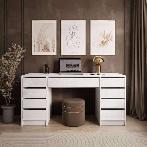 Lookway Schreibtisch MADA DOUBLE mit Schubladen – 157cm Breite - Kinderschreibtisch mit modernem Design und funktionalen neun Schubladen für optimale Raumnutzung – ideal für Homeoffice, Jugendzimmer oder Schlafzimmer.