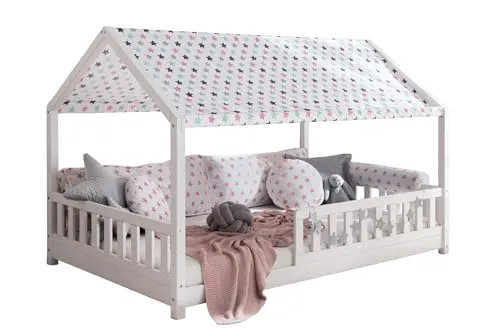 TiCAA Dachvorhang mit Motiv für Hausbett Kay 120 x 200 von TiCAA