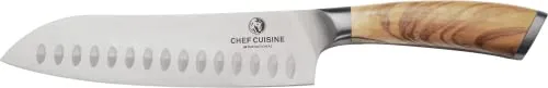 CHEF CUISINE Santokumesser – Handgeschmiedetes Kochmesser mit Olivenholzgriff