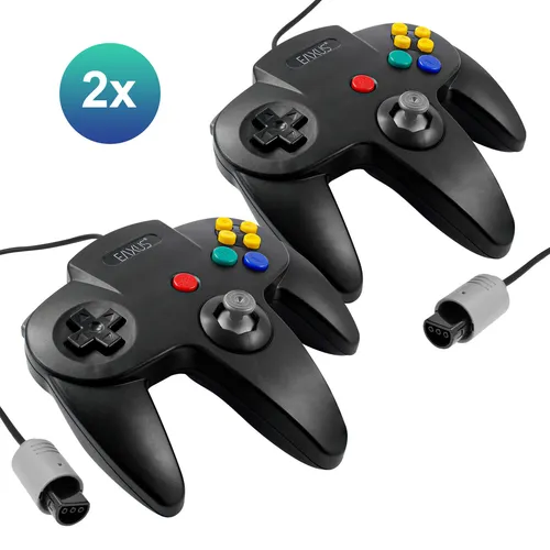 EAXUS® Controller für Nintendo 64 - 2x Schwarz, Retro Gamepads - Controller für Nintendo 64, ergonomisches Design und Anti-Kratz-Oberfläche, perfekt für nostalgische Spielabende mit Freunden.