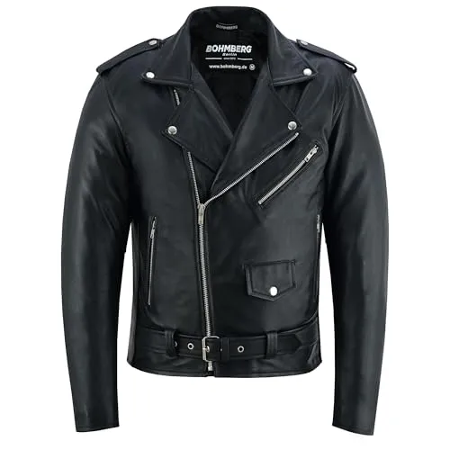 BOHMBERG Lederjacke LEOS Herren Biker-Übergangsjacke - Sportliche Funktionsjacke aus echtem Ziegennappaleder, winddicht und wasserabweisend – ideal für Biker und Outdoor-Enthusiasten.